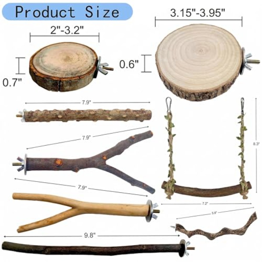 8PCS natural wood bird perches - Health & Wellness For You review and price