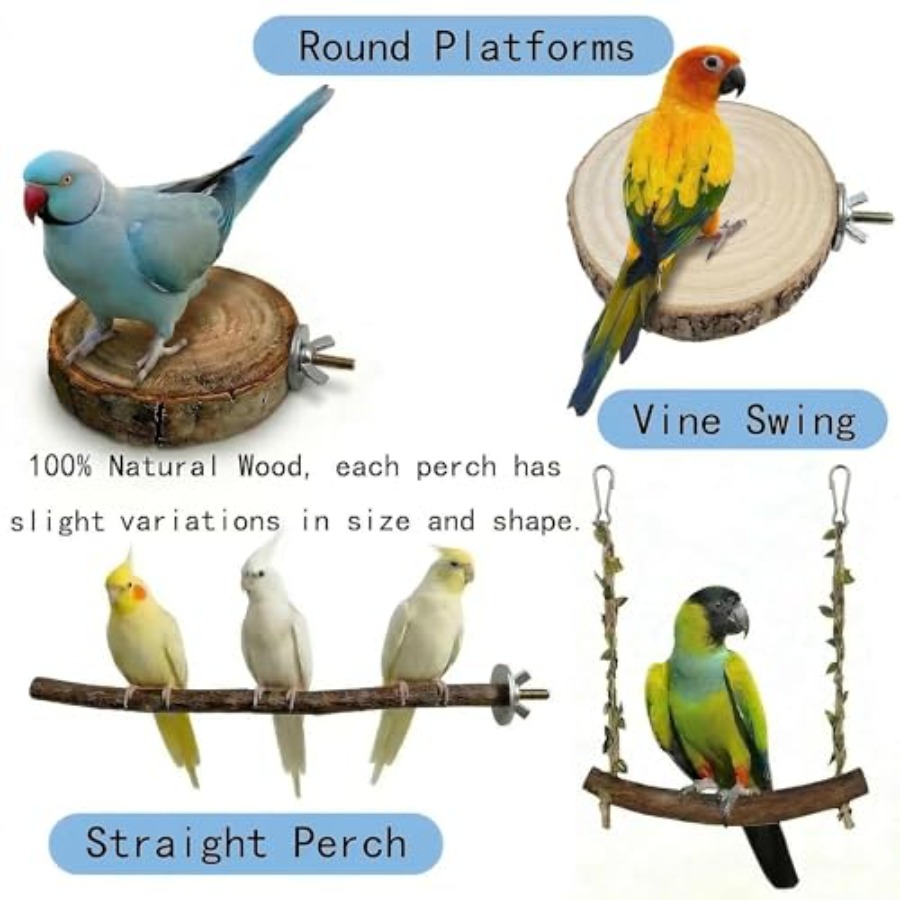 8PCS natural wood bird perches - Health & Wellness For You review and price